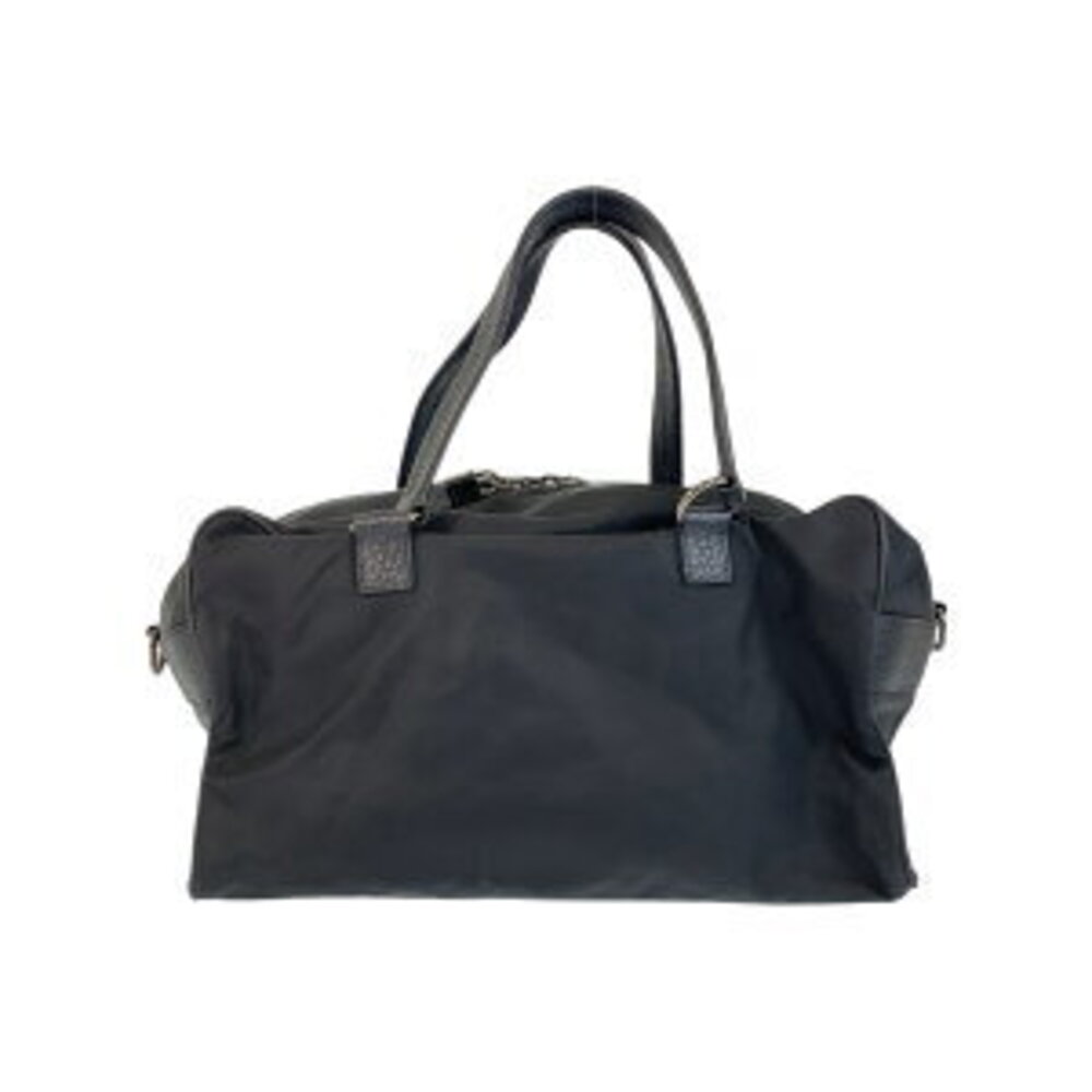 Prada triangular logo plate leather black handbag nylon
